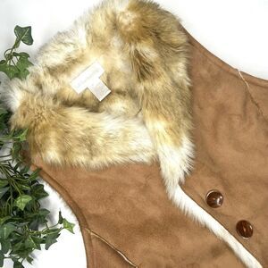Soft Surroundings Brown Faux Fur Suede Vest Reversible size medium